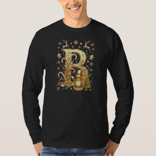 Camiseta Royal Gold Letter B Luxury Snowman Long Sleeve