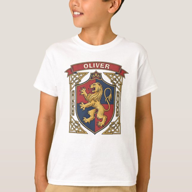 Camiseta Royal Lion Rampant Coat of Arms Celtic Knotwork (Anverso)