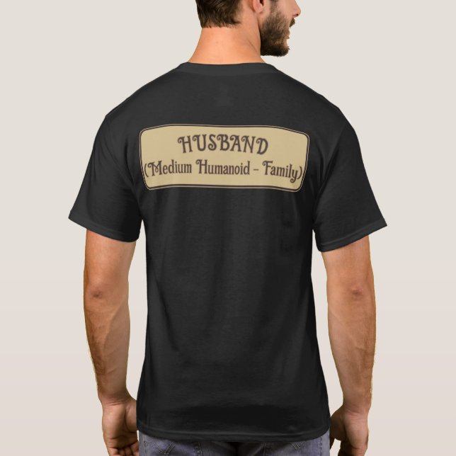 Camiseta RPG Family - Class Husband A - Stats (Reverso)