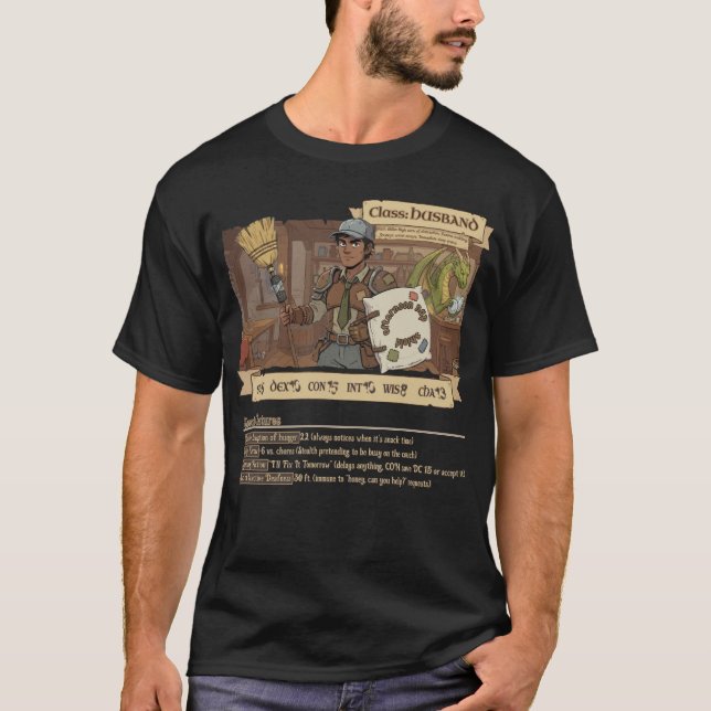 Camiseta RPG Family - Class Husband SA - with STATS (Anverso)