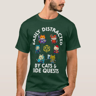 Camiseta RPG Gamer Cats Side Quest Funny Nerd ADHD Cat Men 