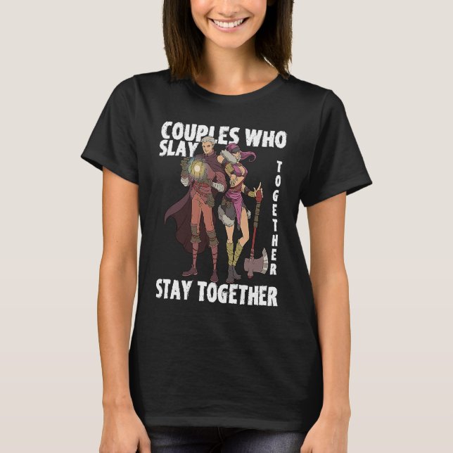 Camiseta RPG Role Play  Idea Valentine's Day Gamer Couple C (Anverso)