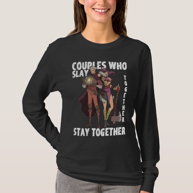 Camiseta RPG Role Play  Idea Valentine's Day Gamer Couple C (Anverso)