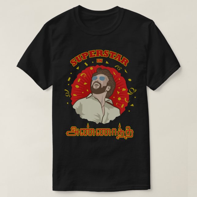 Camiseta Rrajinikanth, superestrella de la película tamil d (Diseño del anverso)