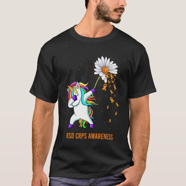 Camiseta Rsd Crps Conciencia Unicorn Naranja Ribbon Daisy (Anverso)