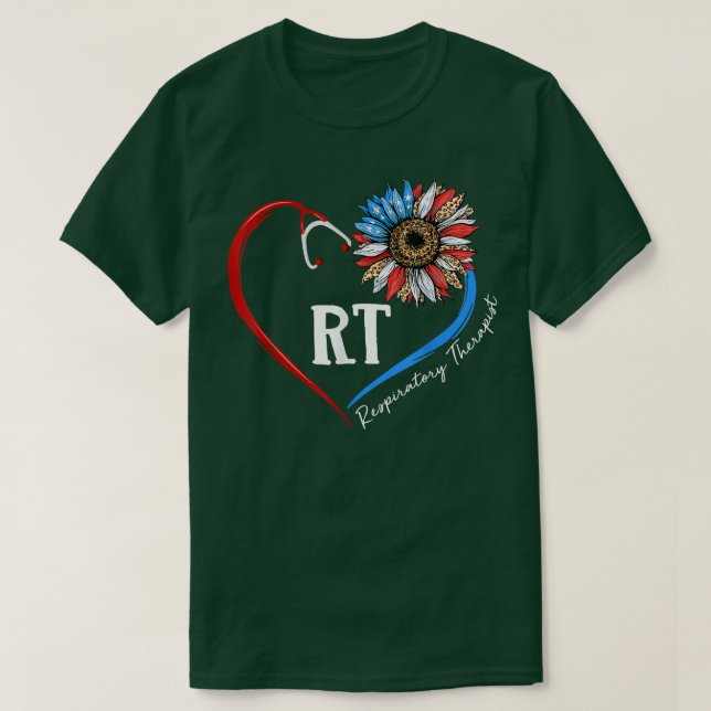 Camiseta RT Respiratory Therapist Sunflower Stethoscope Hea (Diseño del anverso)