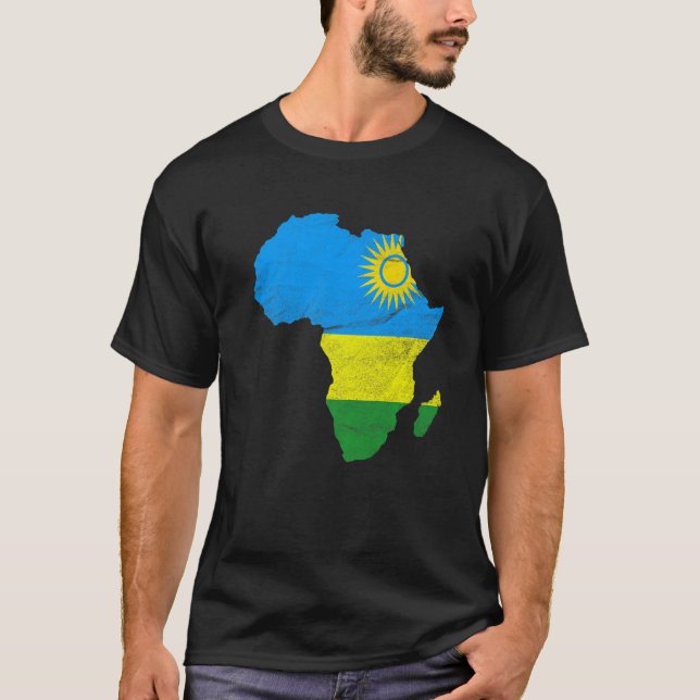 Camiseta Ruanda Bandera África Continente regalo de silueta (Anverso)