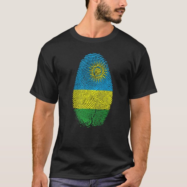 Camiseta Ruanda Bandera Huella Negra En Mi Adn Por Ruanda (Anverso)