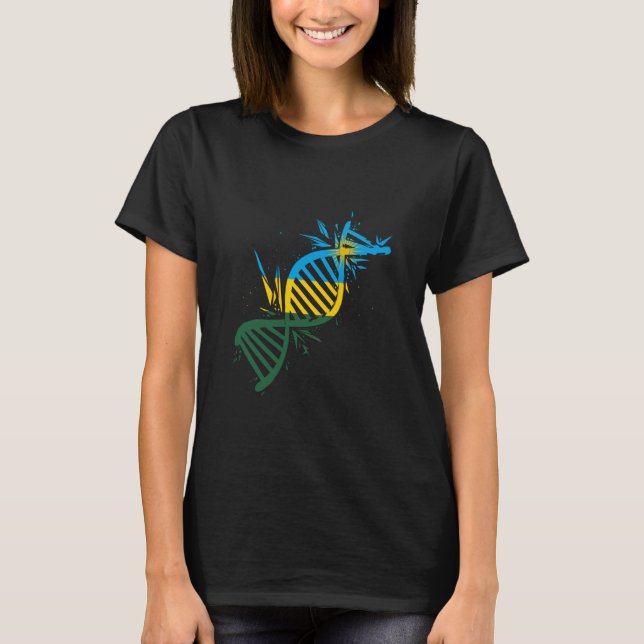 Camiseta Ruanda Bandera Molécula de ADN Orgullo Ruandés Org (Anverso)