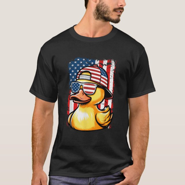 Camiseta Rubber Duck American Flag 4th Of July Funny Sungla (Anverso)