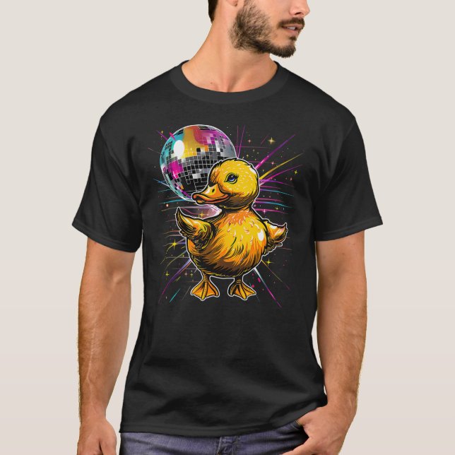 Camiseta Rubber Duck Disco Dancing Disco Ball Music Rubber  (Anverso)