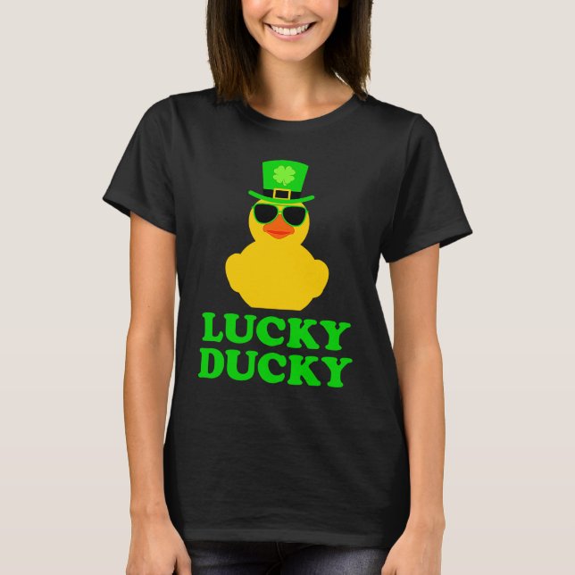 Camiseta Rubber Duck Four Leaf C Leprechaun Hat St Patrick' (Anverso)