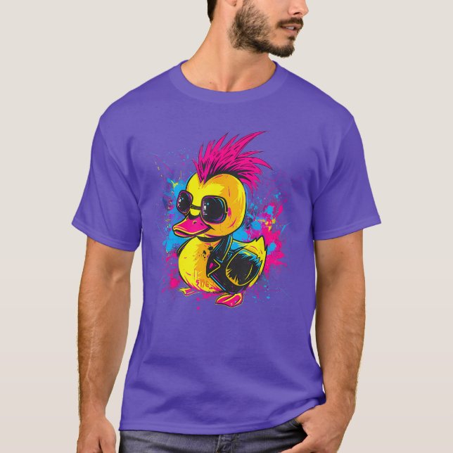 Camiseta Rubber Duck Punk Rock Watercolor Rubber Duckling D (Anverso)