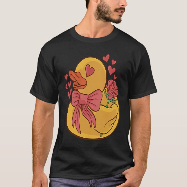 Camiseta Rubber Duck Valentines Day Hearts and Flowers Rubb (Anverso)
