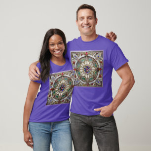 Camiseta Rubí, amatista, zafiro y mandala de perla