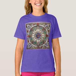Camiseta Rubí, amatista, zafiro y mandala de perla