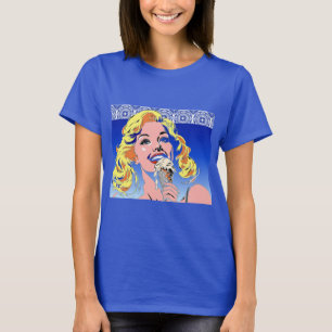 Camiseta Rubia Comiendo Helado Colorido Estilo Pop Art Años