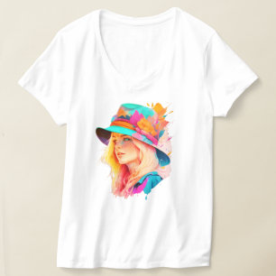 Camiseta Rubia con un gran gorra