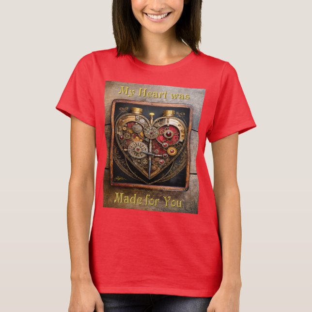 Camiseta Rubíes Steampunk Y Engranajes Corazón Oscuro  (Anverso)