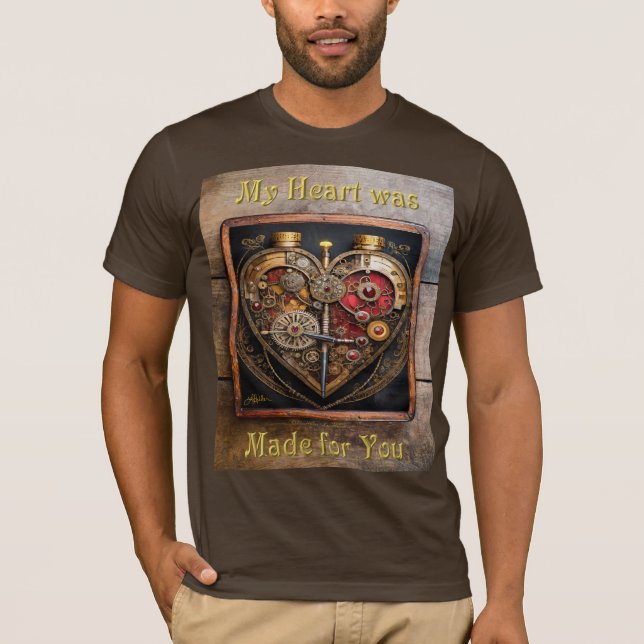 Camiseta Rubíes y Engranajes Serie Steampunk Corazón (Anverso)