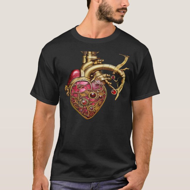Camiseta Rubinas y engranajes anatómicos del corazón de vap (Anverso)