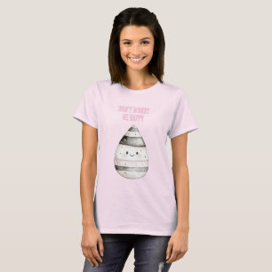 Camiseta Rubor Blanco Negro Feliz Sonriendo Caramelo de Maí