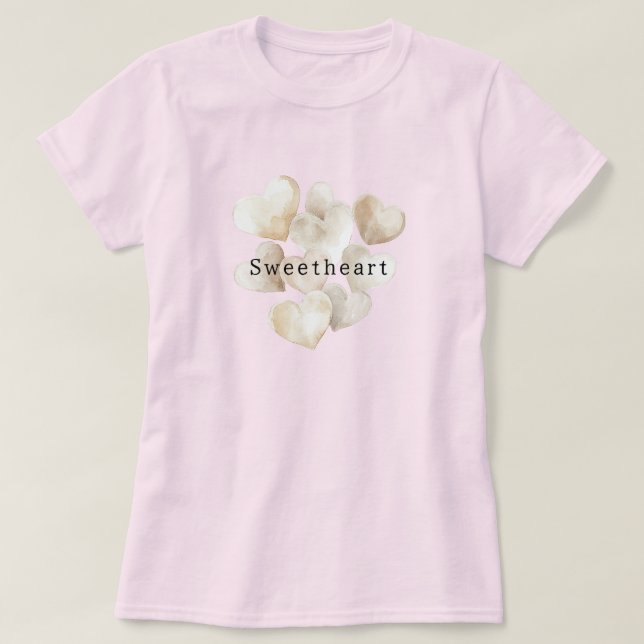 Camiseta Rubor de crema Corazones Dulce corazón (Diseño del anverso)