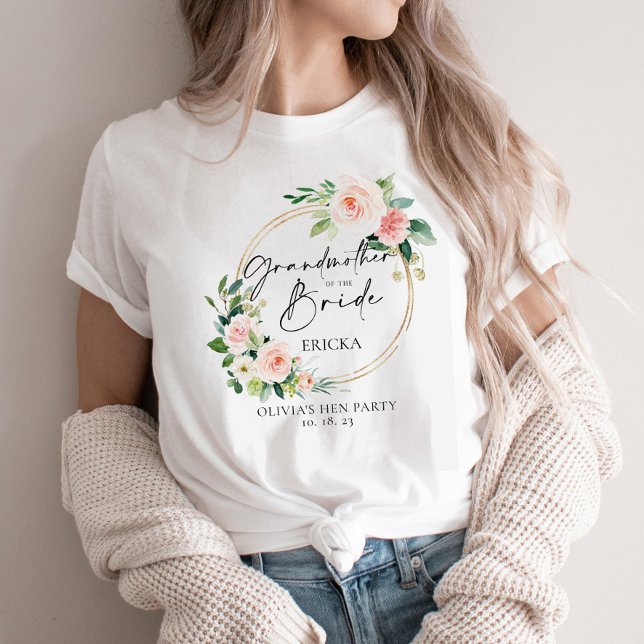 Camiseta Rubor Floral Wreath Abuela De La Novia (Subido por el creador)