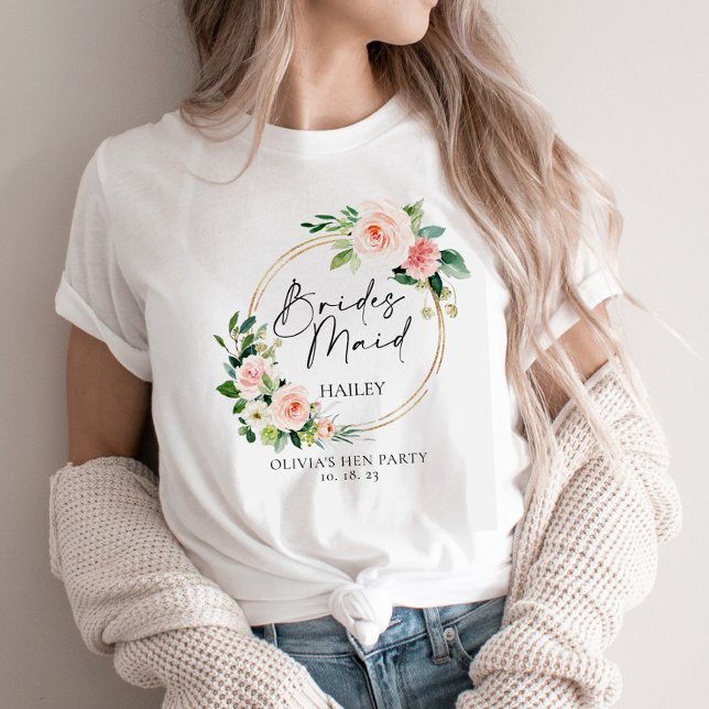 Camiseta Rubor Floral Wreath Bridesmaid personalizada (Subido por el creador)