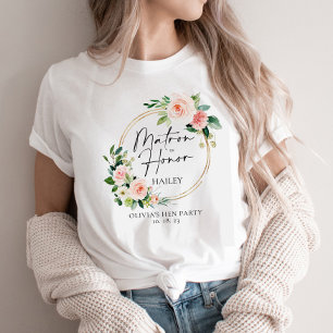 Camiseta Rubor Floral Wreath Matron Of Honor Personalizado