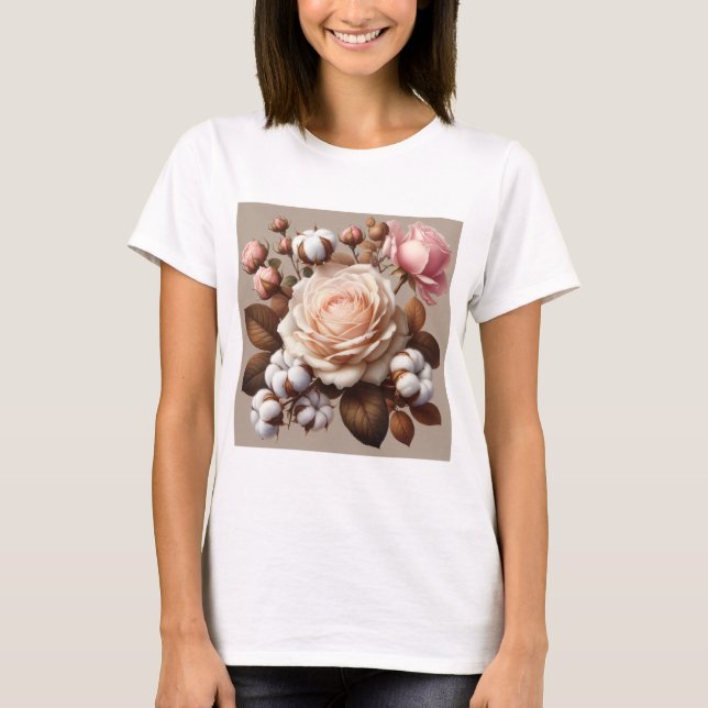 Camiseta Rubor Rosa rosa flores floridas (Anverso)