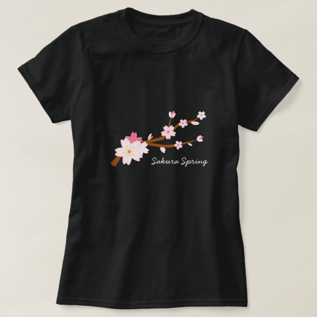 Camiseta Rubor rosa Sakura Cherry Blossom Japonés (Diseño del anverso)