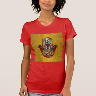 Camiseta Ruby Pomegranate Heart Red Bird Hamsa