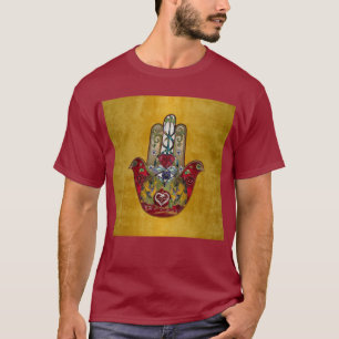 Camiseta Ruby Pomegranate Heart Red Bird Hamsa