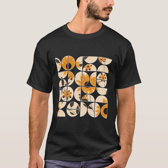 Camiseta Rudbeckia Flor Floral Geométrica Media Círculos (Anverso)