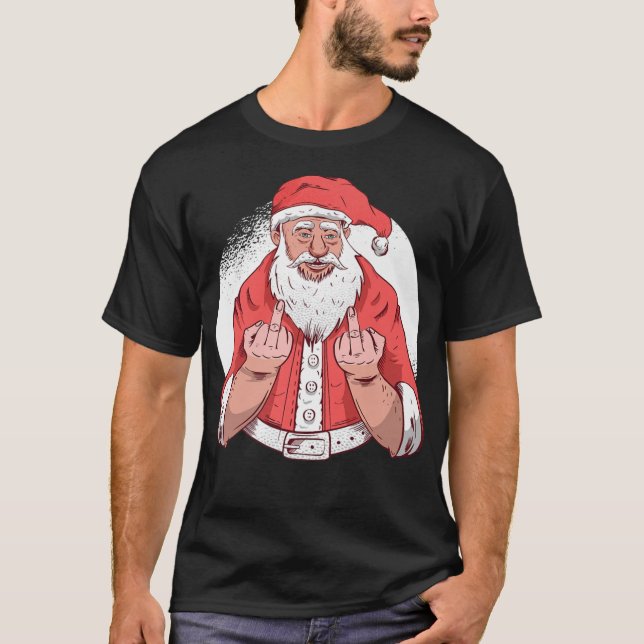 Camiseta RUDE SANTA dice que Chris es gracioso del Dedo Med (Anverso)