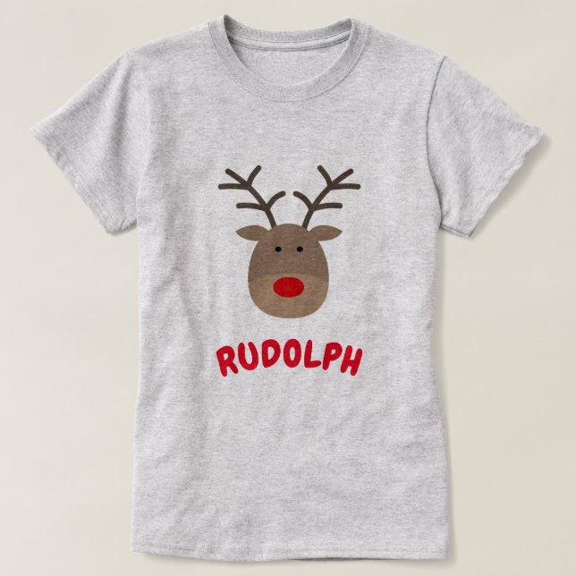 Camiseta Rudolph Navidades de renos de nariz roja a camiset (Diseño del anverso)