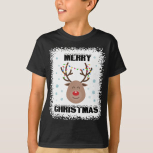 Camiseta Rudolph Rojo Nariz Bleached Reindes Face Merry Chr