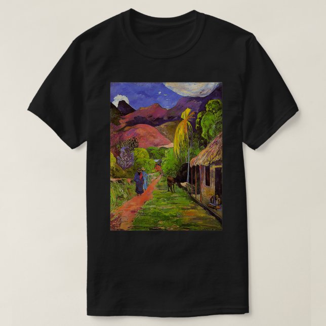 Camiseta Rue de Tahiti Arte de Paul Gauguin (Diseño del anverso)