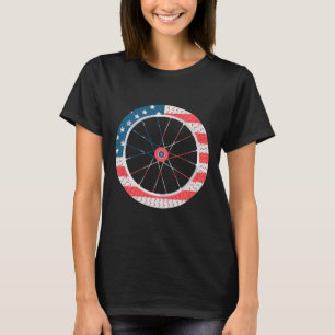 Camiseta Rueda de bicicleta de la bandera de EE. UU. Día de