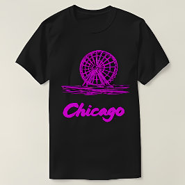 Camiseta Rueda de Chicago Navy Pier Neon Rosa 