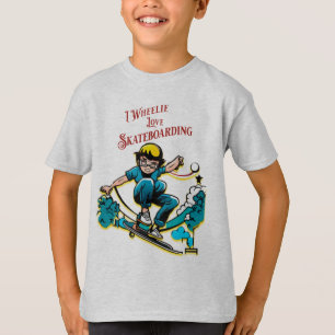 Camiseta Rueda de Citación Divertida para Skater Niño Genia