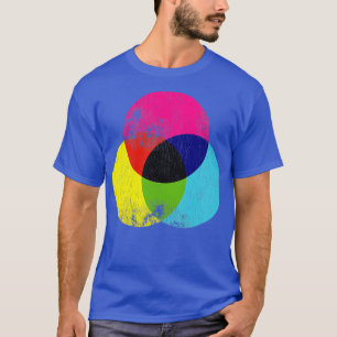 Camiseta Rueda de color de artista gráfico CMYK con problem