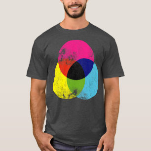 Camiseta Rueda de color de artista gráfico CMYK con problem