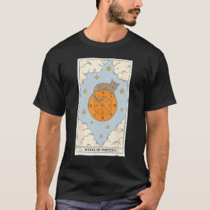 Camiseta Rueda de la Fortuna Crescent Cat Tarot Card Witchy