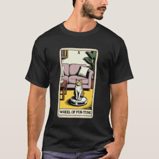 Camiseta Rueda de la Tarjeta del Tarot de Fur-Tune Gato Rob