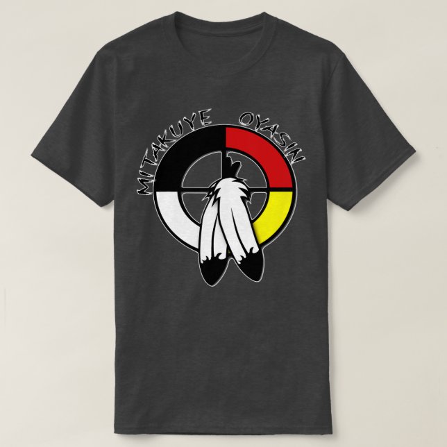 Camiseta Rueda de medicina nativa estadounidense mitakuye o (Diseño del anverso)