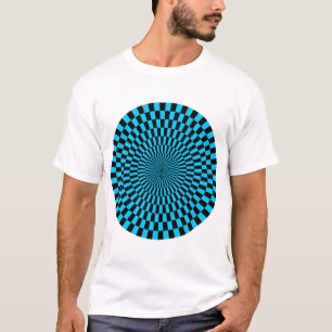 Camiseta Rueda de Op Art - Azul cielo y negro