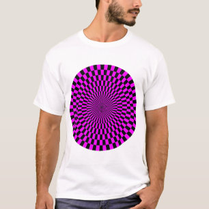 Camiseta Rueda de Op Art - Magenta y negro