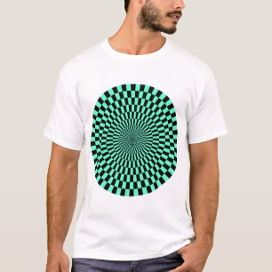 Camiseta Rueda de Op Art - Turquesa y Negro